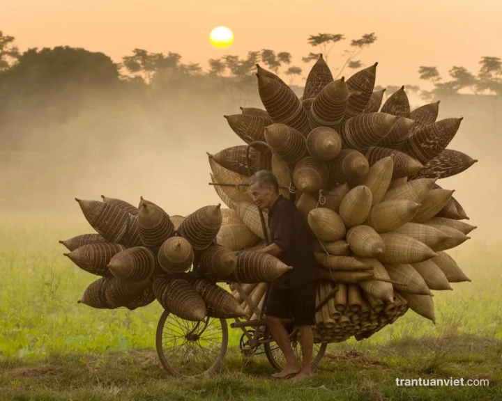 Bamboo Basket Farmer Photo Print