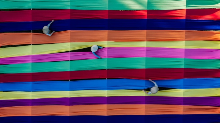 Drying Vibrant Fabrics Hanoi 2