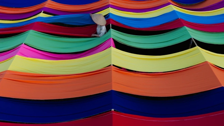 Drying Vibrant Fabrics Hanoi 6