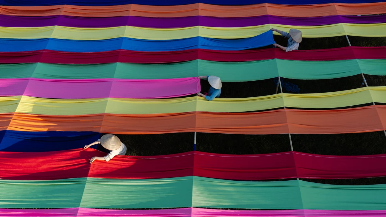 Drying Vibrant Fabrics Hanoi 3